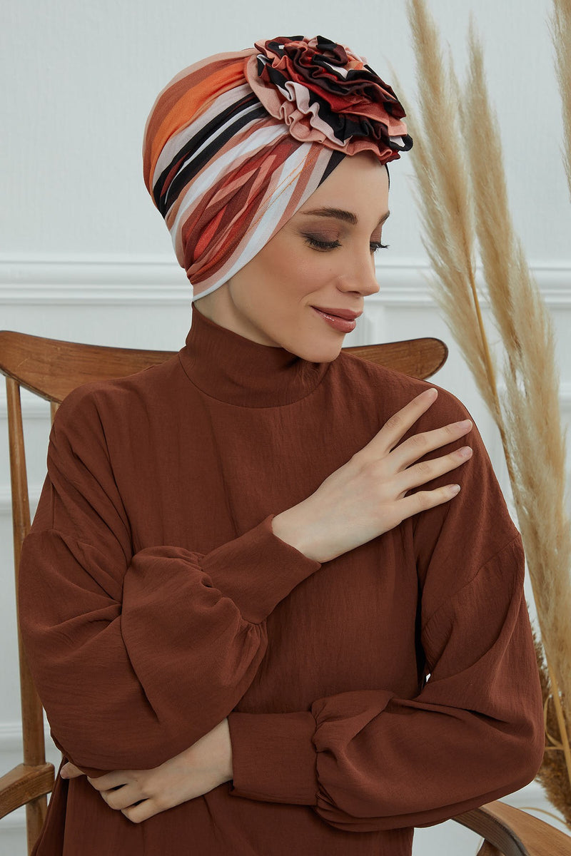 Fashionable High Quality Instant Turban Scarf Head Wrap made from Combed Cotton, Chemo Headwear with Beautiful Rose Patterns,B-21YD