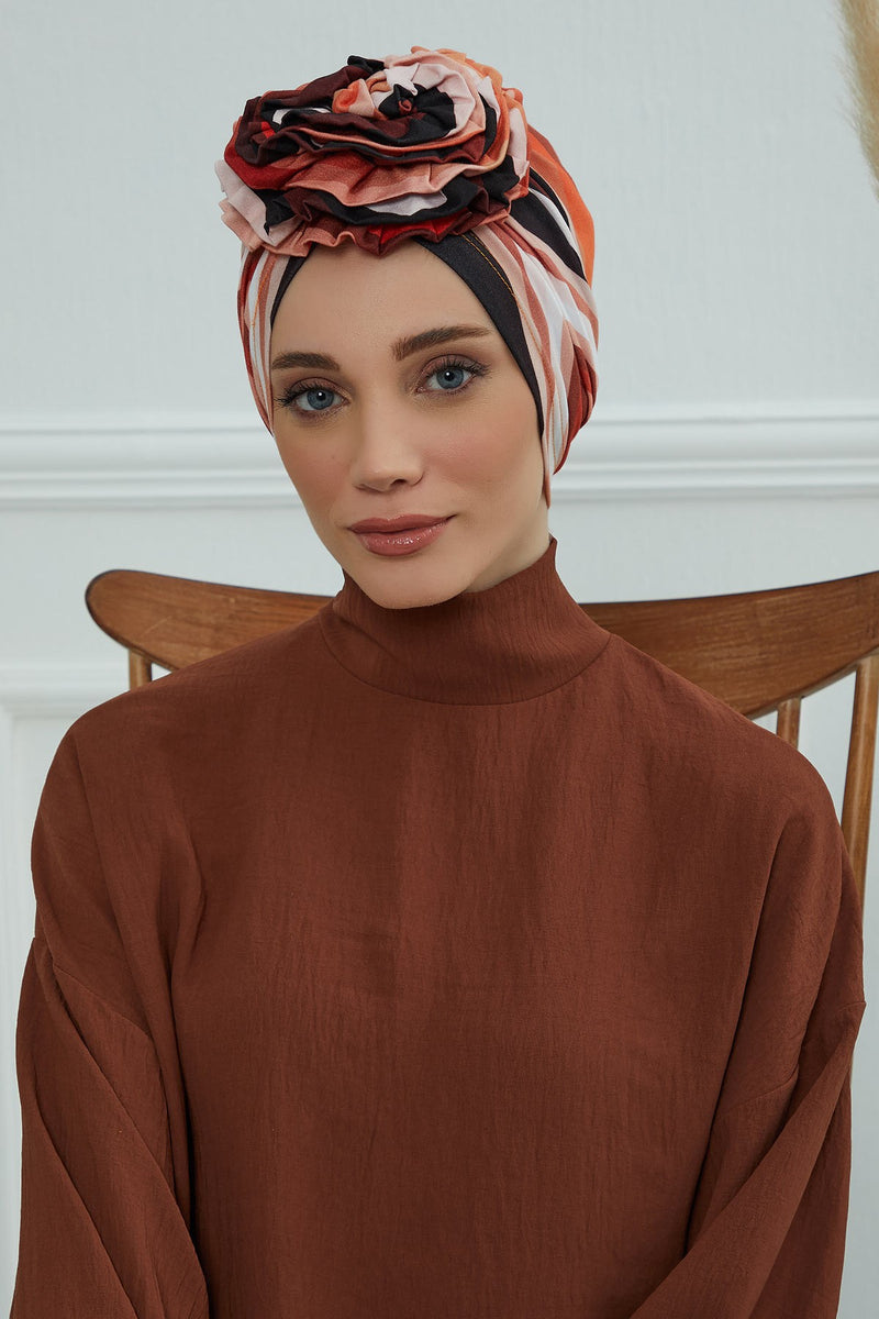 Fashionable High Quality Instant Turban Scarf Head Wrap made from Combed Cotton, Chemo Headwear with Beautiful Rose Patterns,B-21YD