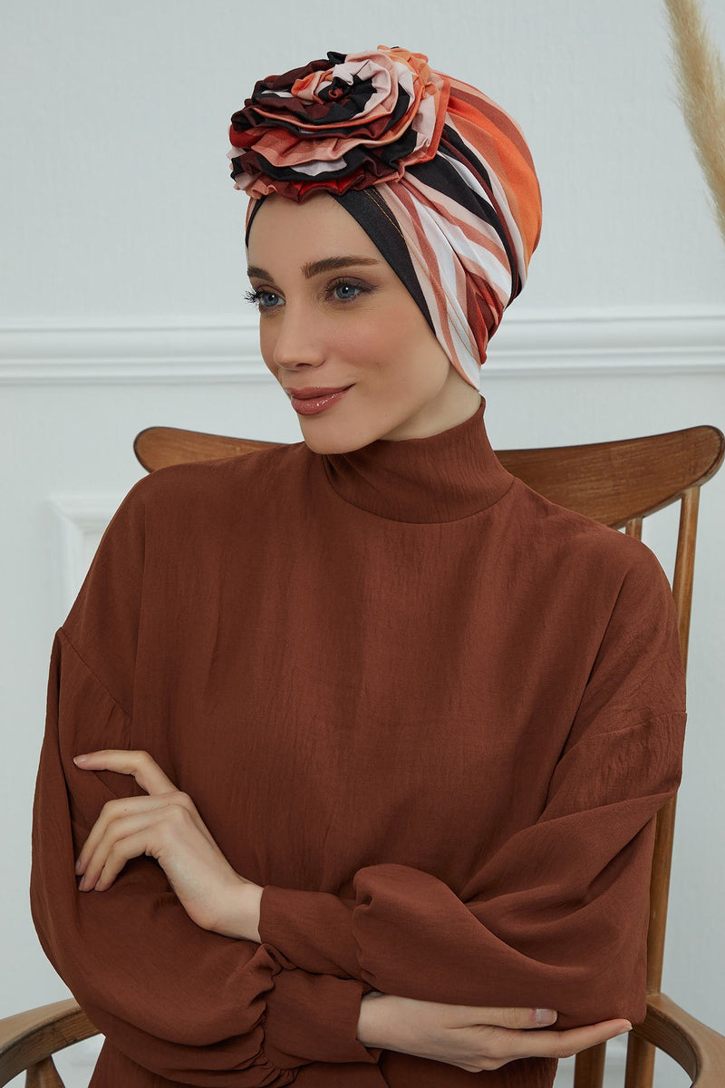 Fashionable High Quality Instant Turban Scarf Head Wrap made from Combed Cotton, Chemo Headwear with Beautiful Rose Patterns,B-21YD