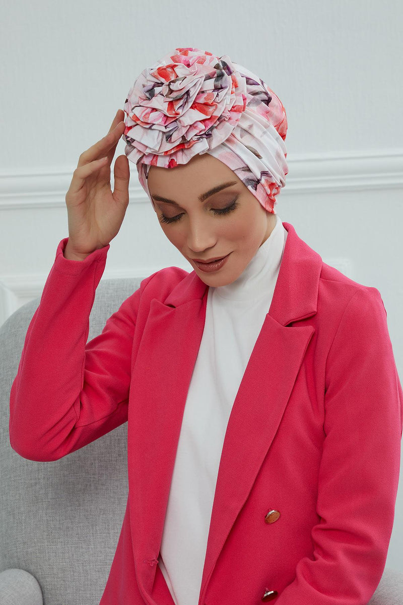 Fashionable High Quality Instant Turban Scarf Head Wrap made from Combed Cotton, Chemo Headwear with Beautiful Rose Patterns,B-21YD