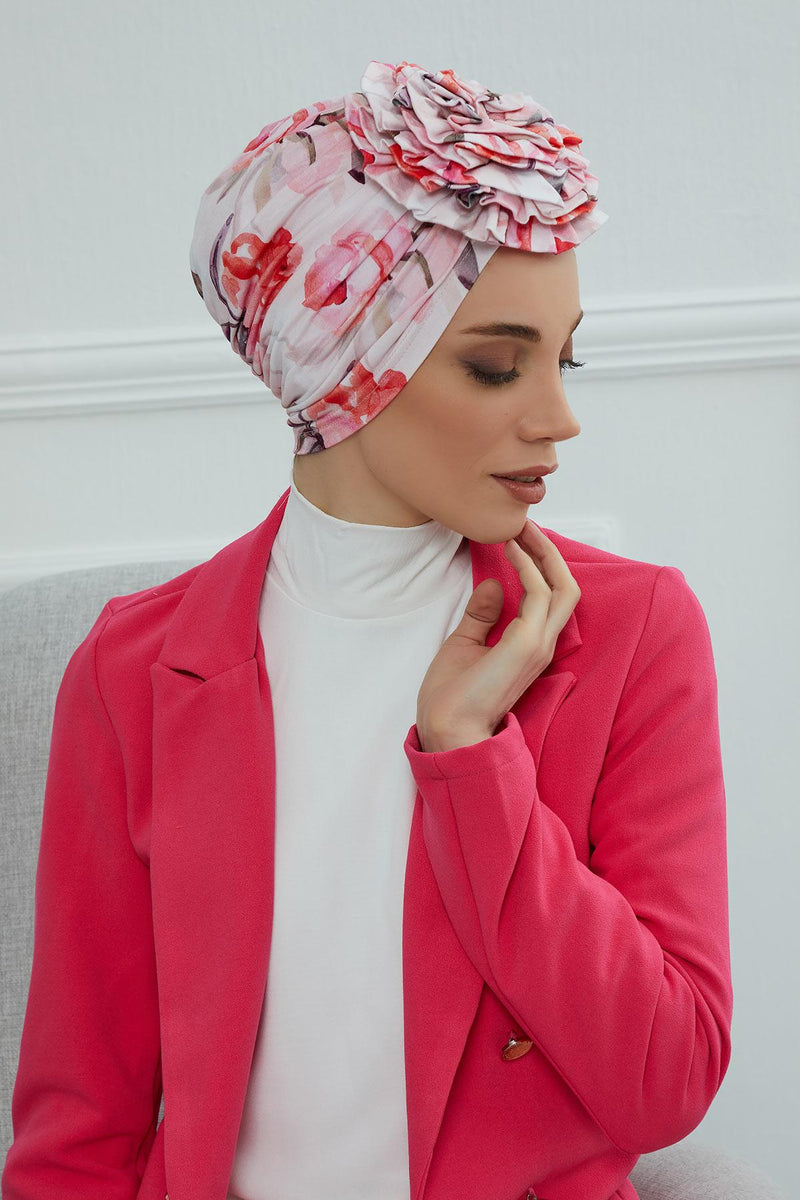 Fashionable High Quality Instant Turban Scarf Head Wrap made from Combed Cotton, Chemo Headwear with Beautiful Rose Patterns,B-21YD