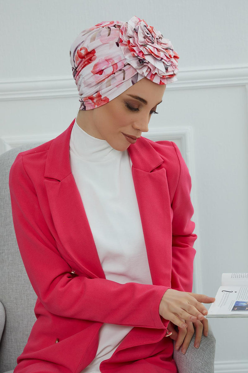 Fashionable High Quality Instant Turban Scarf Head Wrap made from Combed Cotton, Chemo Headwear with Beautiful Rose Patterns,B-21YD