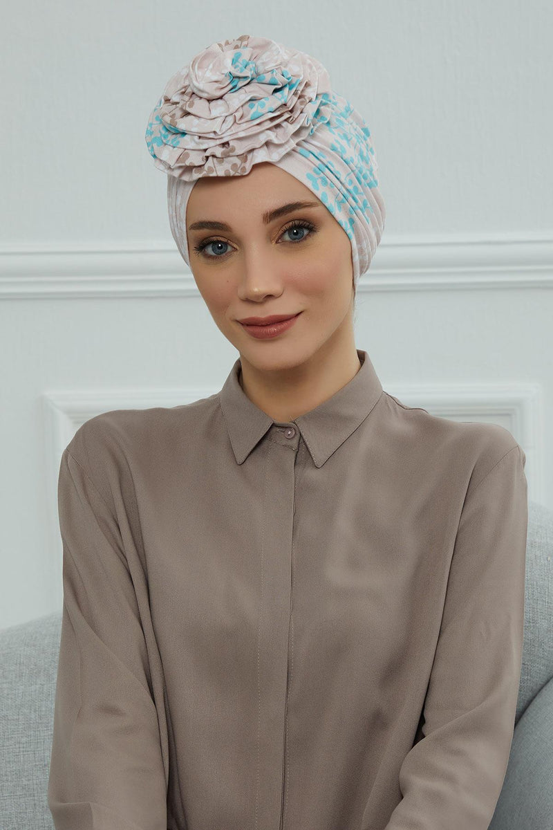 Fashionable High Quality Instant Turban Scarf Head Wrap made from Combed Cotton, Chemo Headwear with Beautiful Rose Patterns,B-21YD
