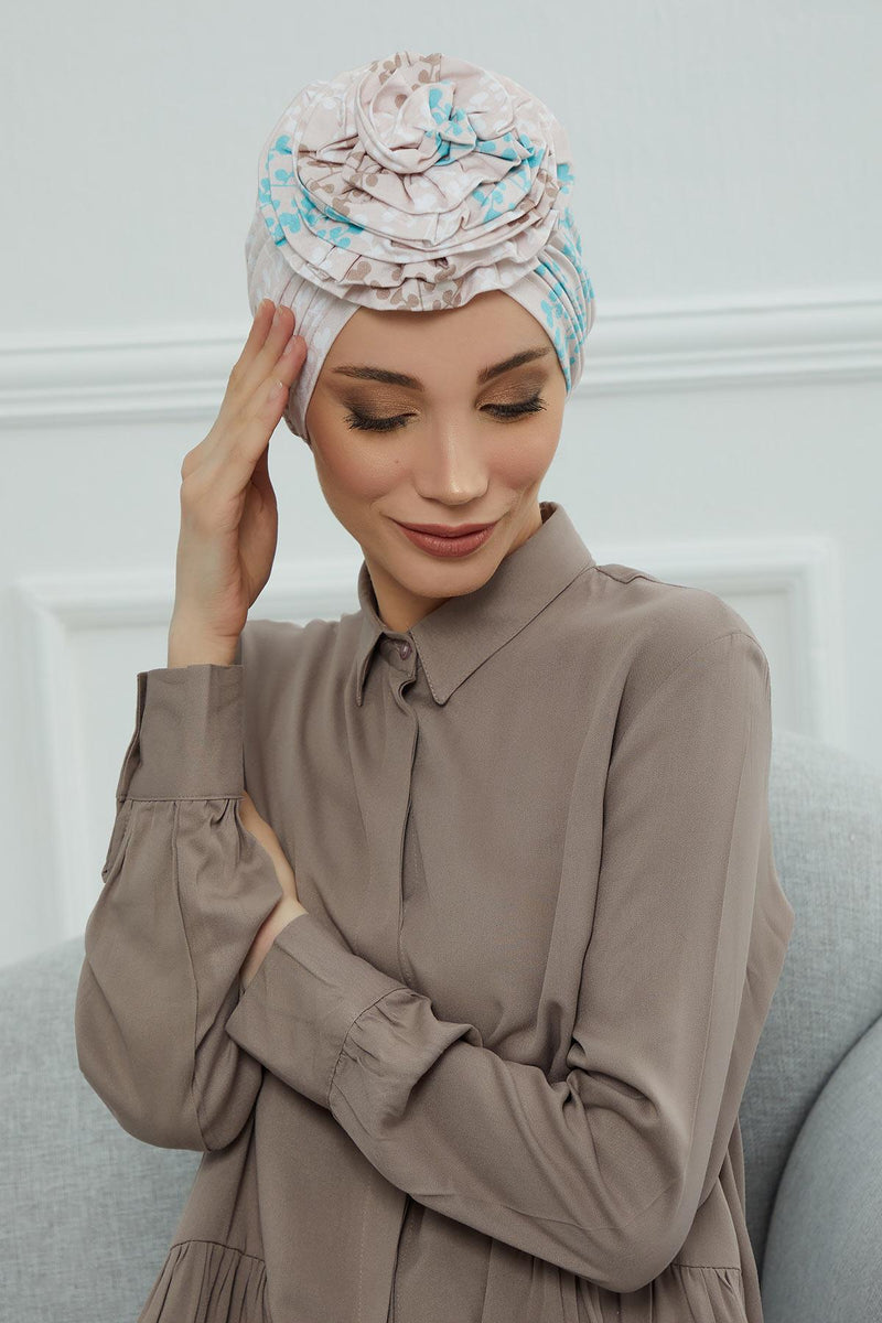 Fashionable High Quality Instant Turban Scarf Head Wrap made from Combed Cotton, Chemo Headwear with Beautiful Rose Patterns,B-21YD