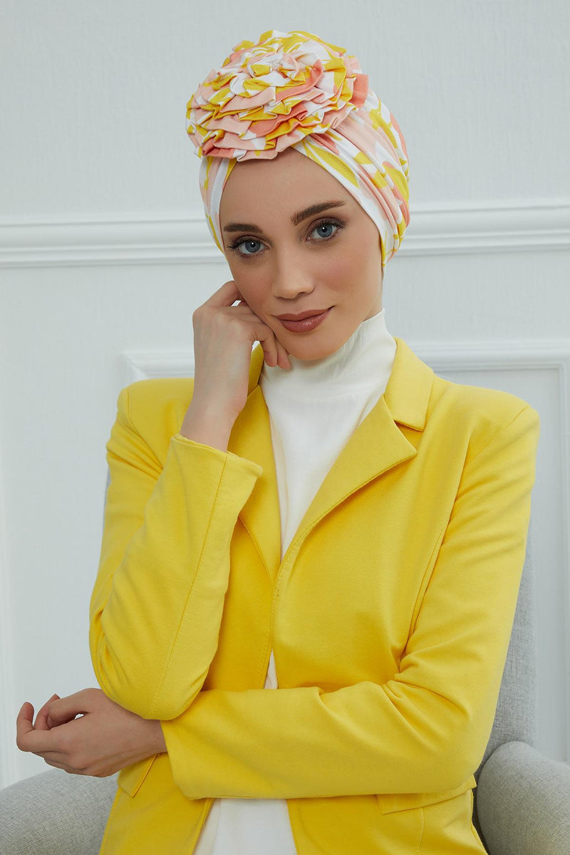 Fashionable High Quality Instant Turban Scarf Head Wrap made from Combed Cotton, Chemo Headwear with Beautiful Rose Patterns,B-21YD