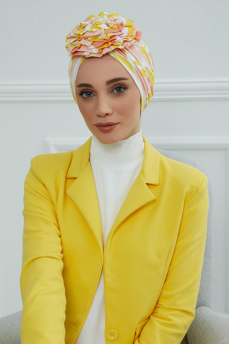Fashionable High Quality Instant Turban Scarf Head Wrap made from Combed Cotton, Chemo Headwear with Beautiful Rose Patterns,B-21YD