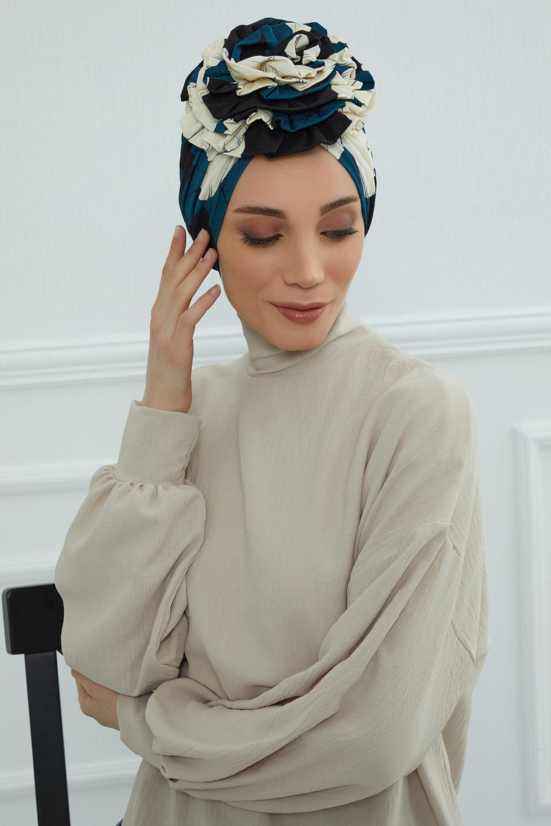 Fashionable High Quality Instant Turban Scarf Head Wrap made from Combed Cotton, Chemo Headwear with Beautiful Rose Patterns,B-21YD