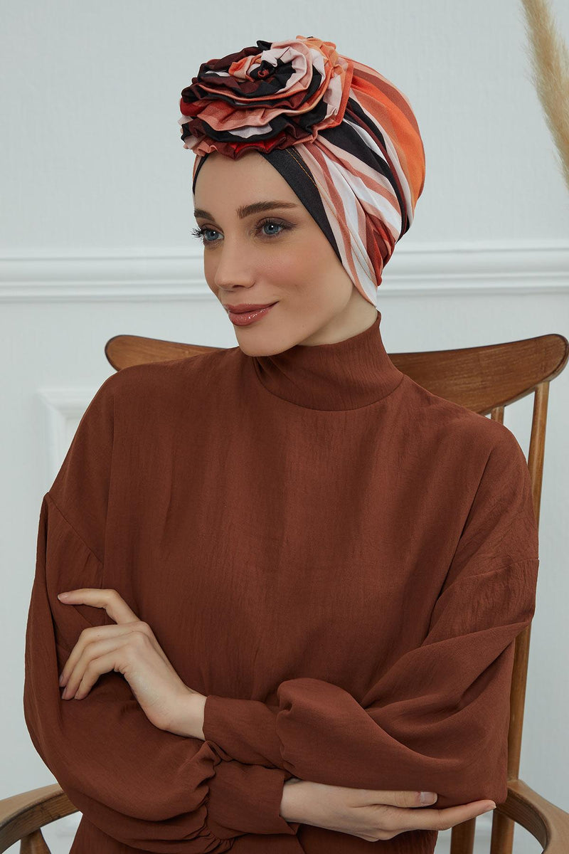 Fashionable High Quality Instant Turban Scarf Head Wrap made from Combed Cotton, Chemo Headwear with Beautiful Rose Patterns,B-21YD