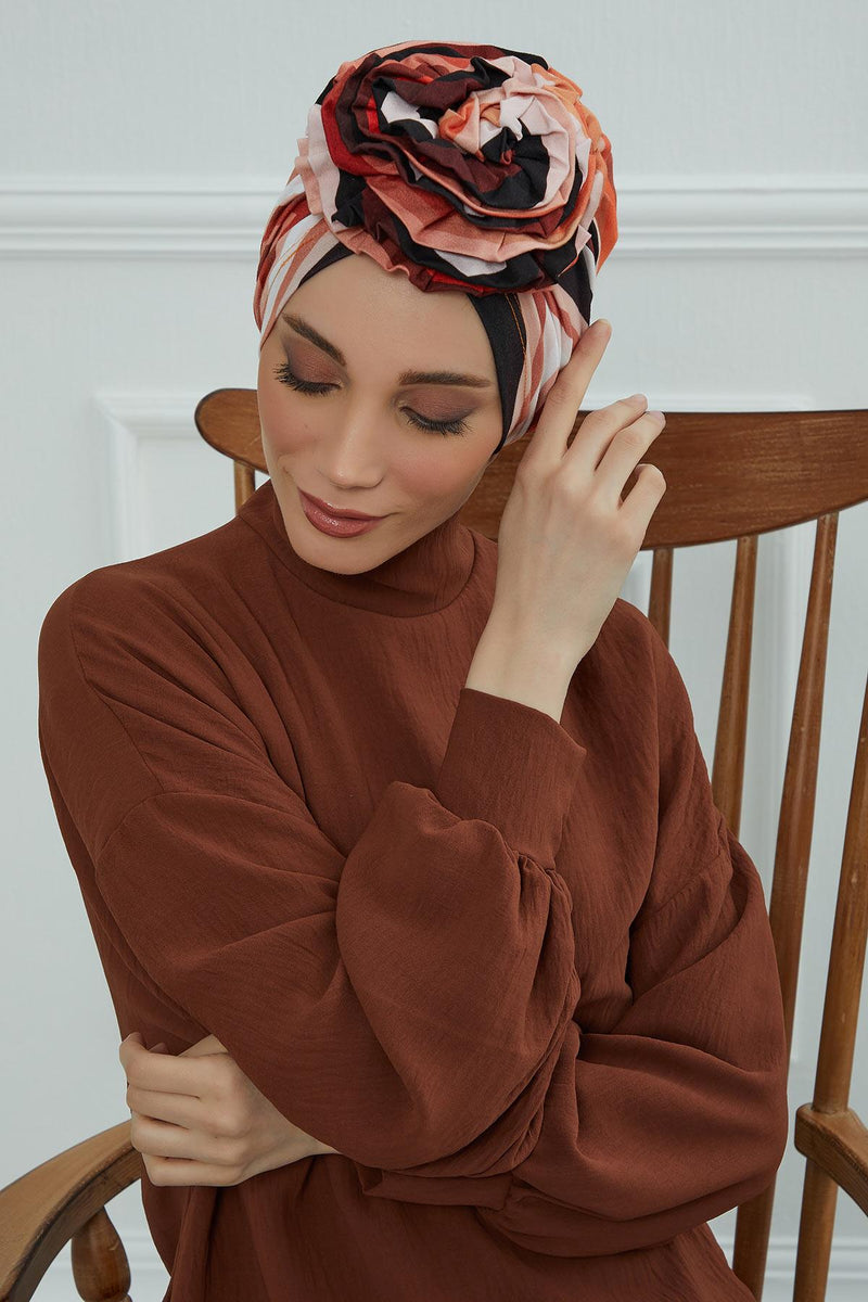 Fashionable High Quality Instant Turban Scarf Head Wrap made from Combed Cotton, Chemo Headwear with Beautiful Rose Patterns,B-21YD