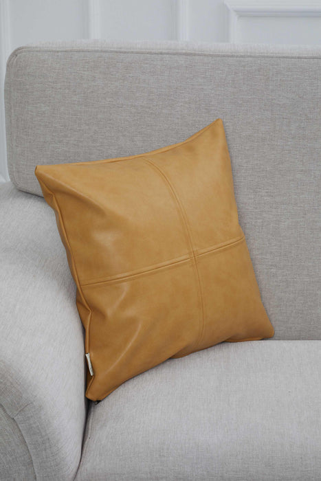 Faux Leather 18x18 Inches Throw Pillow Cover, Shiny Pillow Cover with Modern Design, Beautiful Solid Throw Pillow Cover for Couch,K-142