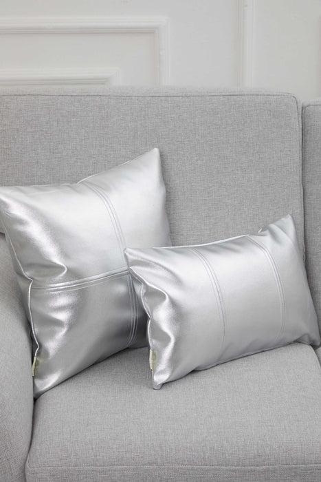 Faux Leather 18x18 Inches Throw Pillow Cover, Shiny Pillow Cover with Modern Design, Beautiful Solid Throw Pillow Cover for Couch,K-142