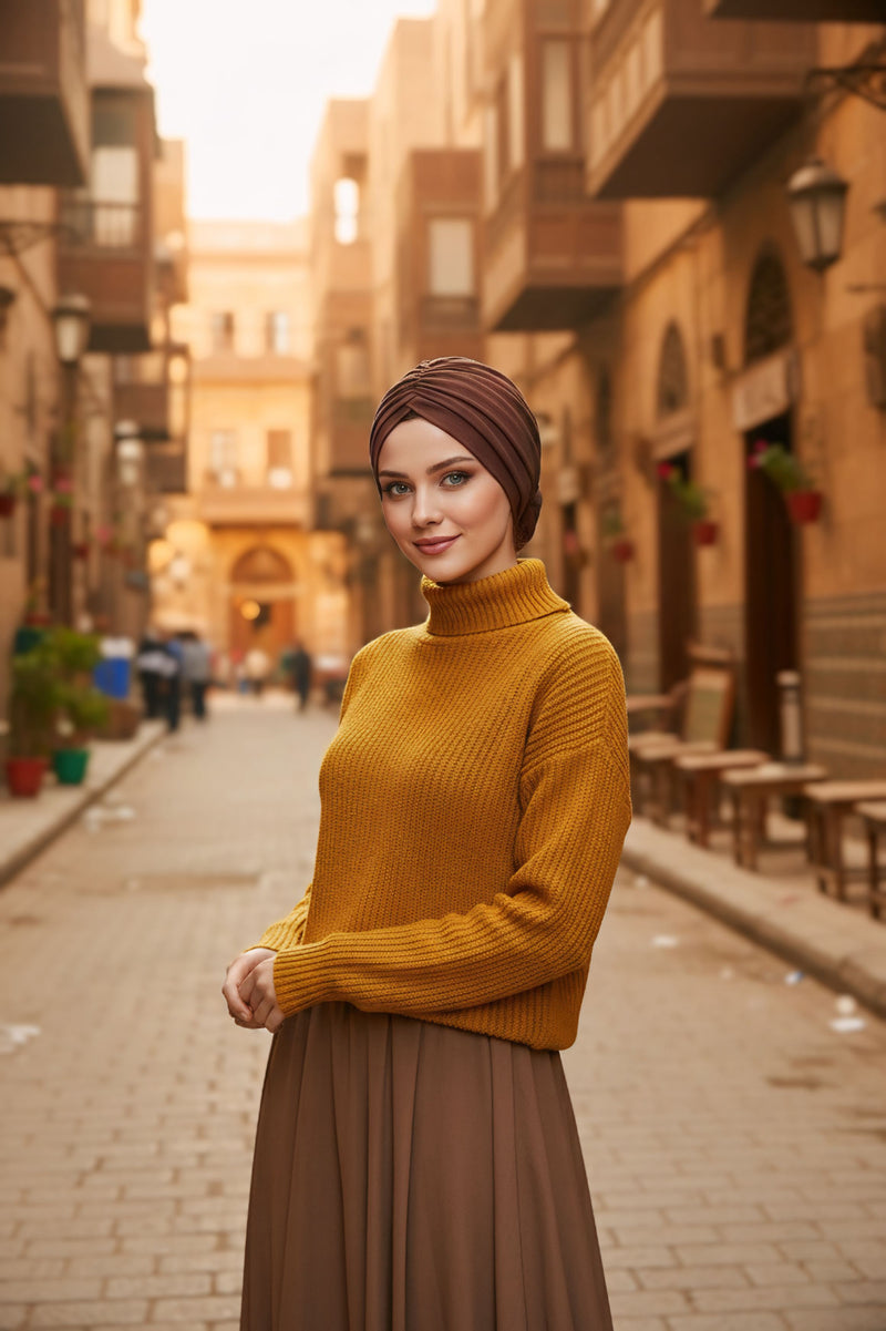 Floral Design Instant Turban Hijab for All Seasons, Ready to Wear Headscarf with Rose Accent, Soft Stretchy Fabric, Comfortable One Size Head Cover for Women,B-21O