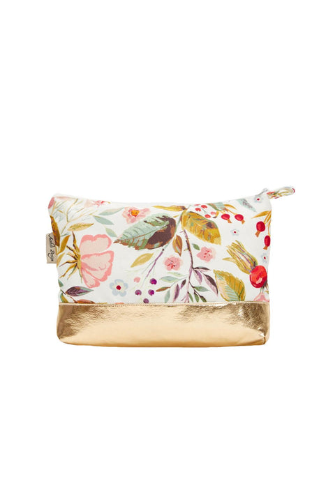 Floral Pattern Tiny Handbag Vanity Bag Toiletry Bag for Women,CMK-4A Suzani Pattern 29 - Gold