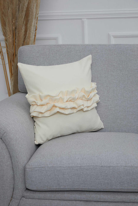 Handcrafted Throw Pillow with Elegant Ruffle Detail, Luxurious Cushion Cover for Living Room or Bedroom Decorations,K-270