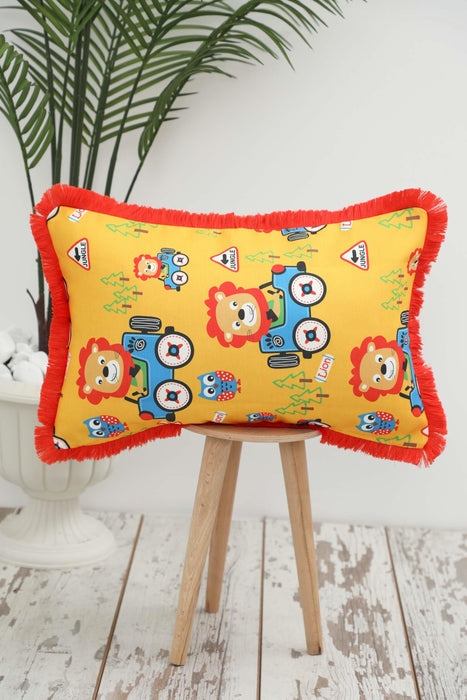 Fringe Border Decorative Pillow Cover with Many Pattern Options, Colorful Home Decor Cushion with Bold Patterns,K-405