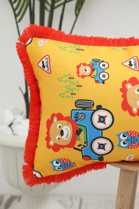 Fringe Border Decorative Pillow Cover with Many Pattern Options, Colorful Home Decor Cushion with Bold Patterns,K-405
