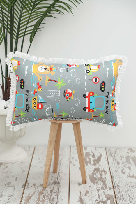 Fringe Border Decorative Pillow Cover with Many Pattern Options, Colorful Home Decor Cushion with Bold Patterns,K-405
