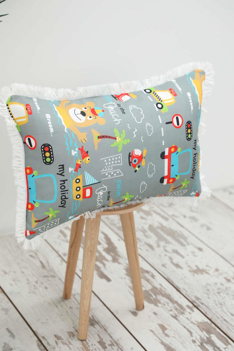 Fringe Border Decorative Pillow Cover with Many Pattern Options, Colorful Home Decor Cushion with Bold Patterns,K-405