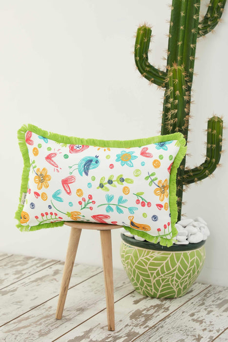 Fringe Border Decorative Pillow Cover with Many Pattern Options, Colorful Home Decor Cushion with Bold Patterns,K-405