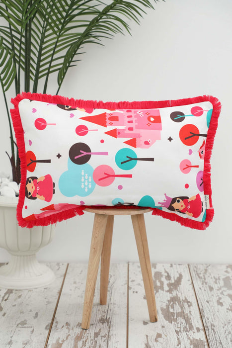 Fringe Border Decorative Pillow Cover with Many Pattern Options, Colorful Home Decor Cushion with Bold Patterns,K-405
