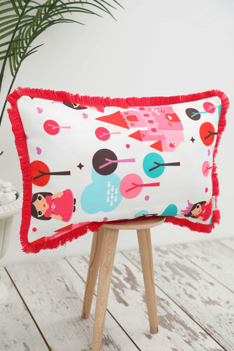 Fringe Border Decorative Pillow Cover with Many Pattern Options, Colorful Home Decor Cushion with Bold Patterns,K-405