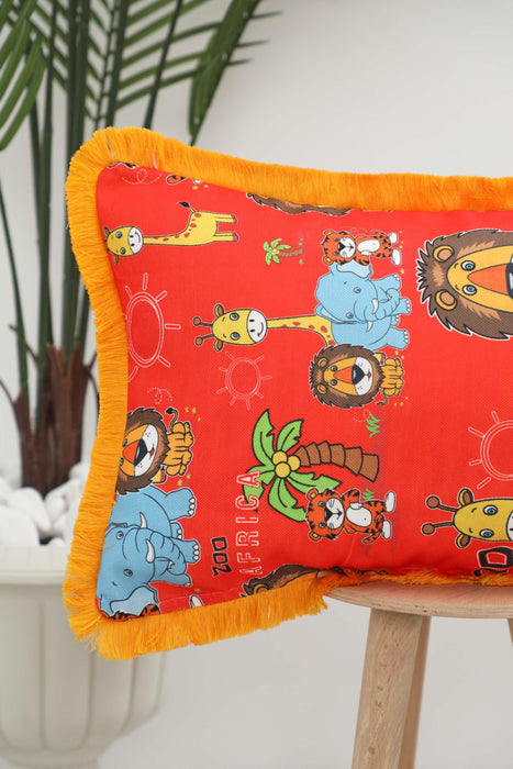 Fringe Border Decorative Pillow Cover with Many Pattern Options, Colorful Home Decor Cushion with Bold Patterns,K-405