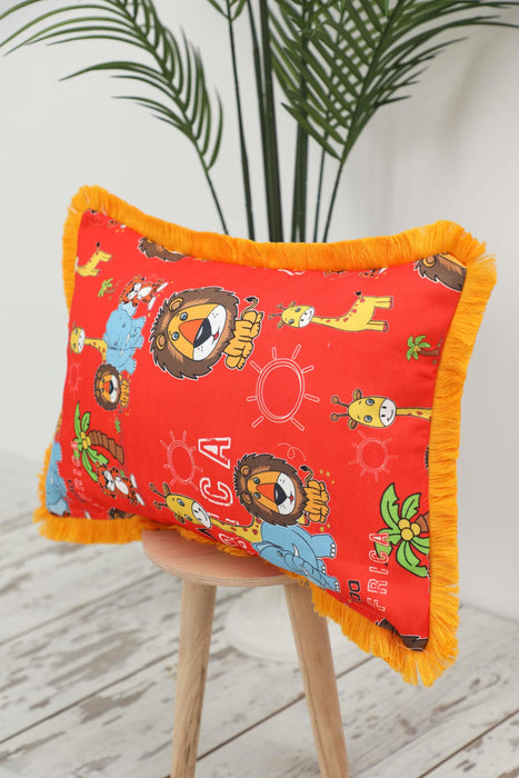 Fringe Border Decorative Pillow Cover with Many Pattern Options, Colorful Home Decor Cushion with Bold Patterns,K-405