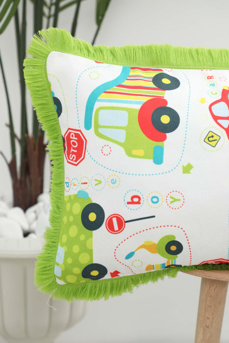 Fringe Border Decorative Pillow Cover with Many Pattern Options, Colorful Home Decor Cushion with Bold Patterns,K-405