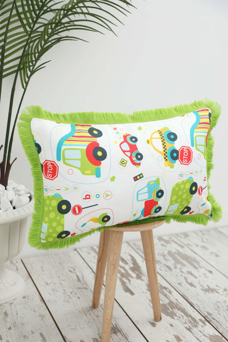 Fringe Border Decorative Pillow Cover with Many Pattern Options, Colorful Home Decor Cushion with Bold Patterns,K-405