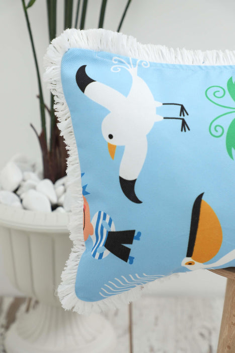 Fringe Border Decorative Pillow Cover with Many Pattern Options, Colorful Home Decor Cushion with Bold Patterns,K-405