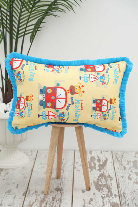 Fringe Border Decorative Pillow Cover with Many Pattern Options, Colorful Home Decor Cushion with Bold Patterns,K-405