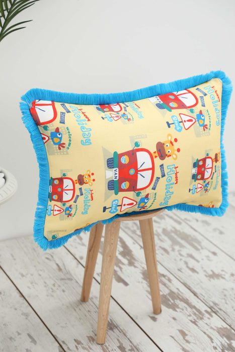 Fringe Border Decorative Pillow Cover with Many Pattern Options, Colorful Home Decor Cushion with Bold Patterns,K-405