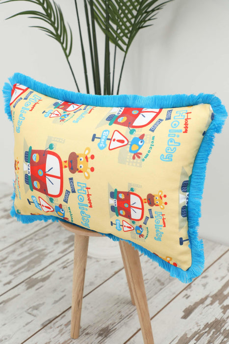 Fringe Border Decorative Pillow Cover with Many Pattern Options, Colorful Home Decor Cushion with Bold Patterns,K-405