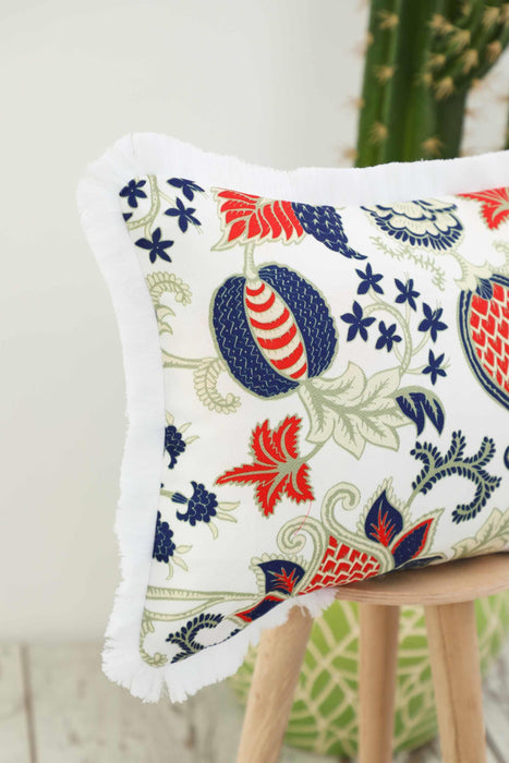 Fringe Border Decorative Pillow Cover with Many Pattern Options, Colorful Home Decor Cushion with Bold Patterns,K-405