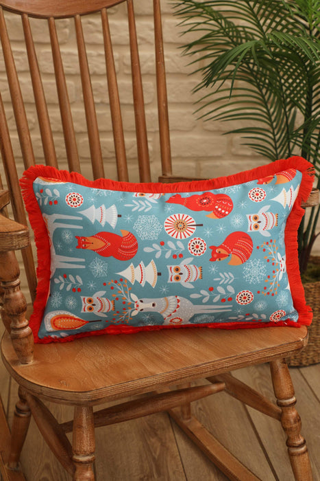 Fringe Border Decorative Pillow Cover with Many Pattern Options, Colorful Home Decor Cushion with Bold Patterns,K-405