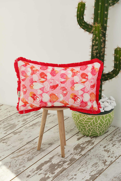 Fringe Border Decorative Pillow Cover with Many Pattern Options, Colorful Home Decor Cushion with Bold Patterns,K-405
