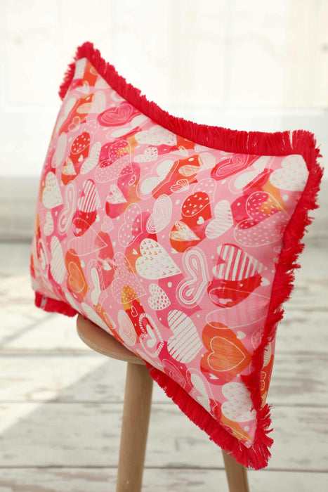 Fringe Border Decorative Pillow Cover with Many Pattern Options, Colorful Home Decor Cushion with Bold Patterns,K-405