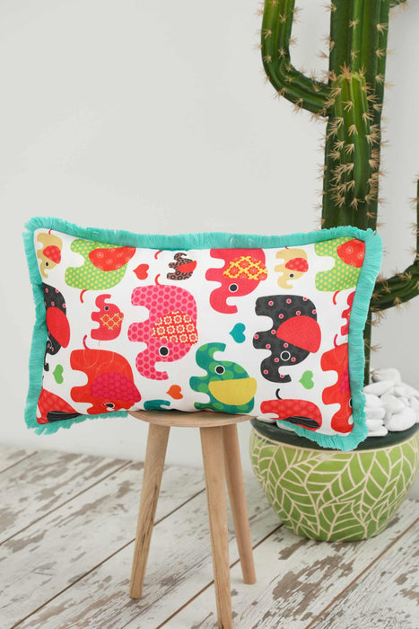 Fringe Border Decorative Pillow Cover with Many Pattern Options, Colorful Home Decor Cushion with Bold Patterns,K-405