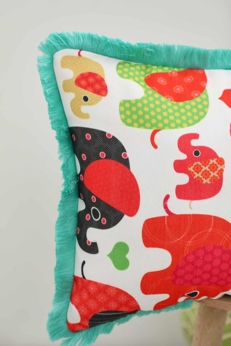 Fringe Border Decorative Pillow Cover with Many Pattern Options, Colorful Home Decor Cushion with Bold Patterns,K-405