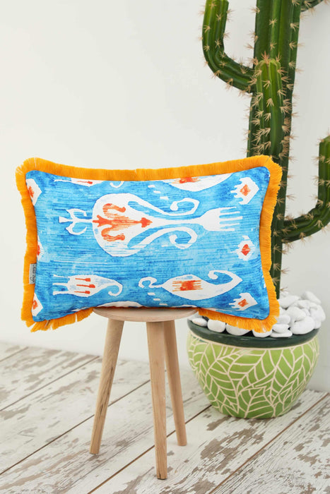 Fringe Border Decorative Pillow Cover with Many Pattern Options, Colorful Home Decor Cushion with Bold Patterns,K-405