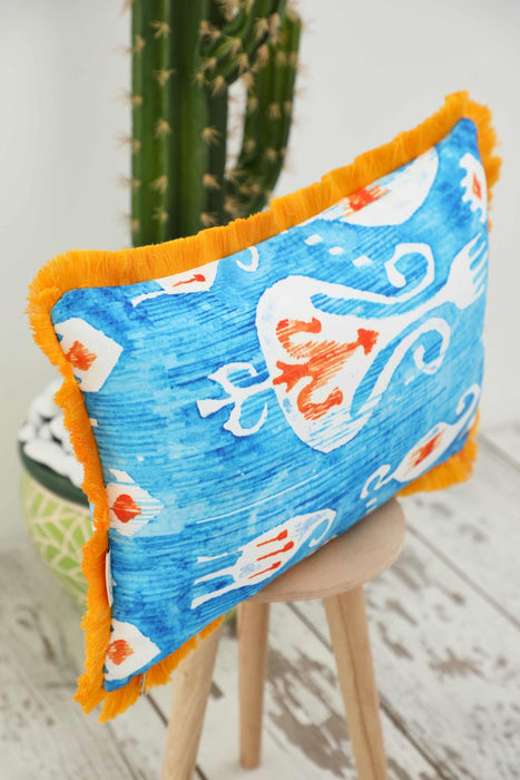 Fringe Border Decorative Pillow Cover with Many Pattern Options, Colorful Home Decor Cushion with Bold Patterns,K-405