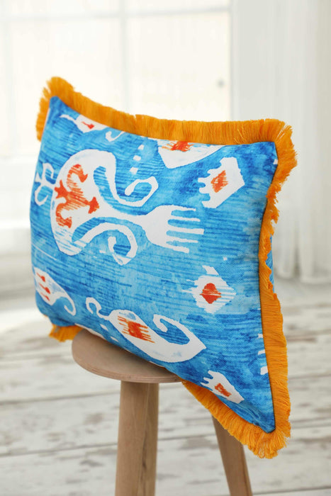 Fringe Border Decorative Pillow Cover with Many Pattern Options, Colorful Home Decor Cushion with Bold Patterns,K-405