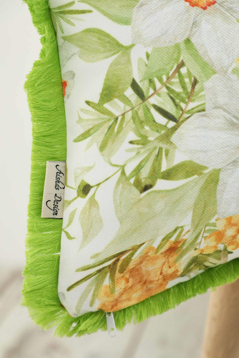 Fringe Border Decorative Pillow Cover with Many Pattern Options, Colorful Home Decor Cushion with Bold Patterns,K-405