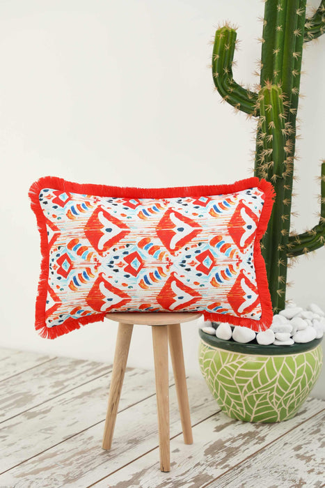 Fringe Border Decorative Pillow Cover with Many Pattern Options, Colorful Home Decor Cushion with Bold Patterns,K-405