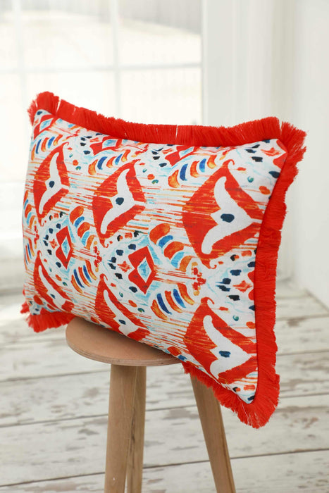 Fringe Border Decorative Pillow Cover with Many Pattern Options, Colorful Home Decor Cushion with Bold Patterns,K-405