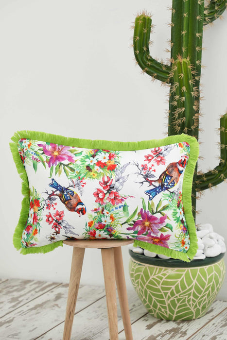 Fringe Border Decorative Pillow Cover with Many Pattern Options, Colorful Home Decor Cushion with Bold Patterns,K-405