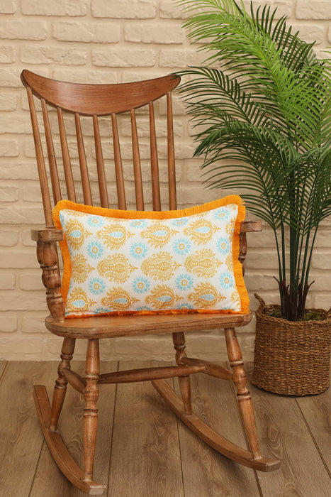 Fringe Border Decorative Pillow Cover with Many Pattern Options, Colorful Home Decor Cushion with Bold Patterns,K-405