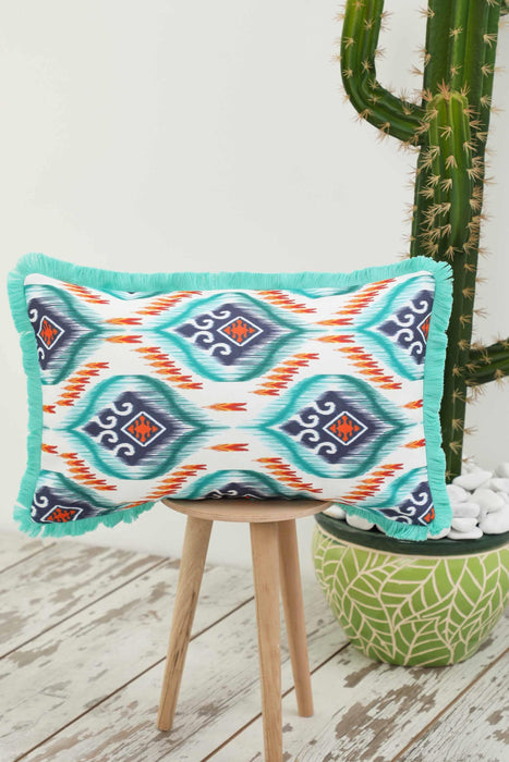 Fringe Border Decorative Pillow Cover with Many Pattern Options, Colorful Home Decor Cushion with Bold Patterns,K-405