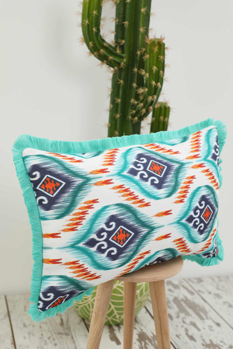 Fringe Border Decorative Pillow Cover with Many Pattern Options, Colorful Home Decor Cushion with Bold Patterns,K-405