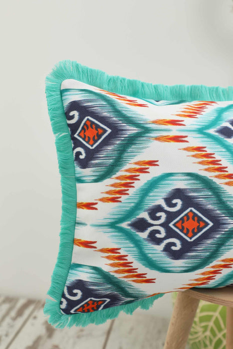 Fringe Border Decorative Pillow Cover with Many Pattern Options, Colorful Home Decor Cushion with Bold Patterns,K-405
